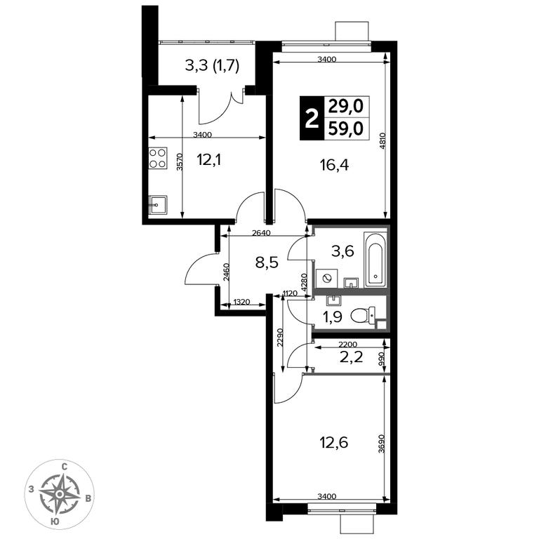 2-BD Apartment Sale, 58.9 sq. m. at Pervyi Lermontovskiy, zhiloy kompleks 1-y Lermontovskiy, Lyubertsy, Moscow Region, Russia #2 2-BD Apartment Sale, 58.9 sq. m. at Pervyi Lermontovskiy, zhiloy kompleks 1-y Lermontovskiy, Lyubertsy, Moscow Region, Russia #2