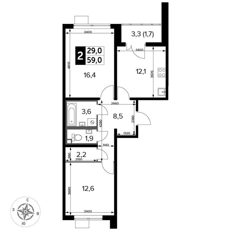 2-BD Apartment Sale, 58.9 sq. m. at Pervyi Lermontovskiy, zhiloy kompleks 1-y Lermontovskiy, Lyubertsy, Moscow Region, Russia #2 2-BD Apartment Sale, 58.9 sq. m. at Pervyi Lermontovskiy, zhiloy kompleks 1-y Lermontovskiy, Lyubertsy, Moscow Region, Russia #2