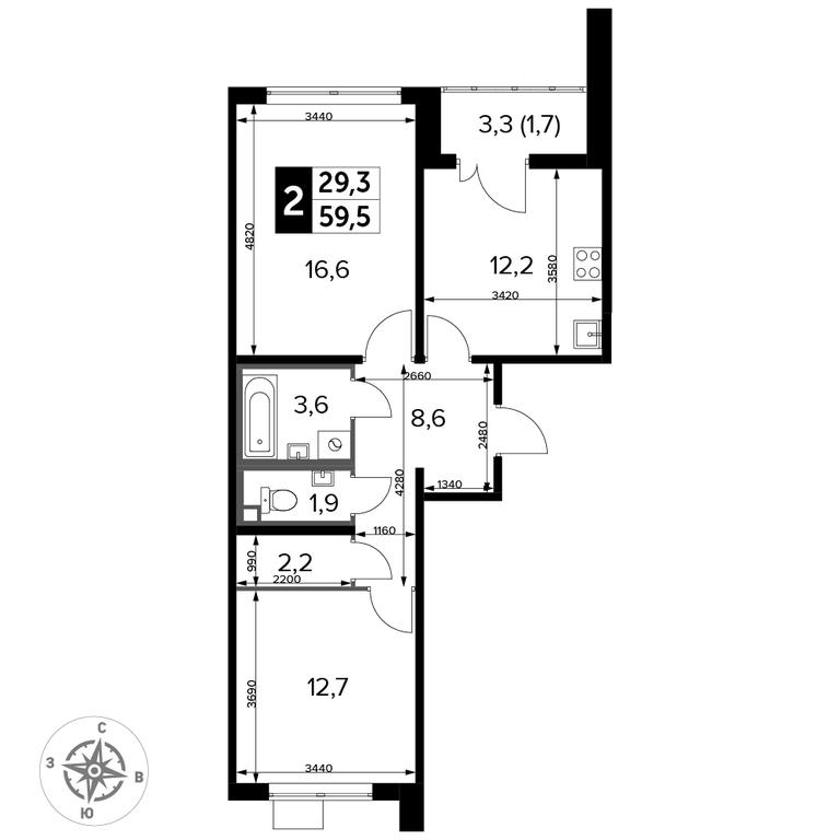 2-BD Apartment Sale, 59.5 sq. m. at Pervyi Lermontovskiy, zhiloy kompleks 1-y Lermontovskiy, Lyubertsy, Moscow Region, Russia #2 2-BD Apartment Sale, 59.5 sq. m. at Pervyi Lermontovskiy, zhiloy kompleks 1-y Lermontovskiy, Lyubertsy, Moscow Region, Russia #2