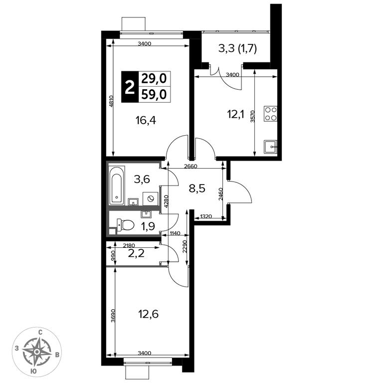 2-BD Apartment Sale, 58.9平方米 at Pervyi Lermontovskiy, zhiloy kompleks 1-y Lermontovskiy, Lyubertsy, Moscow Region, Russia #2 2-BD Apartment Sale, 58.9平方米 at Pervyi Lermontovskiy, zhiloy kompleks 1-y Lermontovskiy, Lyubertsy, Moscow Region, Russia #2
