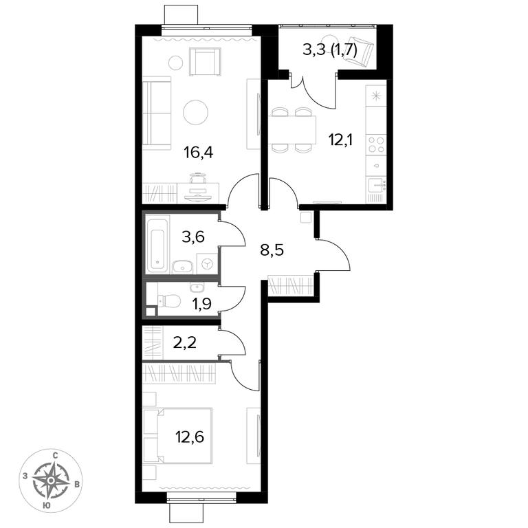 2-BD Apartment Sale, 58.9平方米 at Pervyi Lermontovskiy, zhiloy kompleks 1-y Lermontovskiy, Lyubertsy, Moscow Region, Russia #1 2-BD Apartment Sale, 58.9平方米 at Pervyi Lermontovskiy, zhiloy kompleks 1-y Lermontovskiy, Lyubertsy, Moscow Region, Russia #1