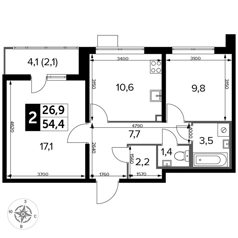 2-BD Apartment Sale, 54.4平方米 at Pervyi Lermontovskiy, zhiloy kompleks 1-y Lermontovskiy, Lyubertsy, Moscow Region, Russia #2 2-BD Apartment Sale, 54.4平方米 at Pervyi Lermontovskiy, zhiloy kompleks 1-y Lermontovskiy, Lyubertsy, Moscow Region, Russia #2