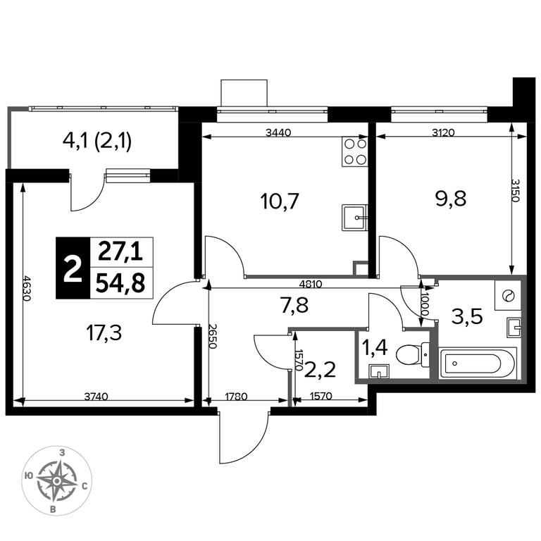 2-BD Apartment Sale, 54.7 sq. m. at Pervyi Lermontovskiy, zhiloy kompleks 1-y Lermontovskiy, Lyubertsy, Moscow Region, Russia #2 2-BD Apartment Sale, 54.7 sq. m. at Pervyi Lermontovskiy, zhiloy kompleks 1-y Lermontovskiy, Lyubertsy, Moscow Region, Russia #2