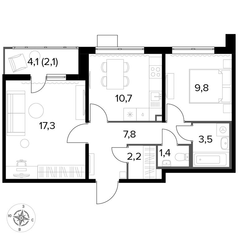 2-BD Apartment Sale, 54.7 sq. m. at Pervyi Lermontovskiy, zhiloy kompleks 1-y Lermontovskiy, Lyubertsy, Moscow Region, Russia #1 2-BD Apartment Sale, 54.7 sq. m. at Pervyi Lermontovskiy, zhiloy kompleks 1-y Lermontovskiy, Lyubertsy, Moscow Region, Russia #1