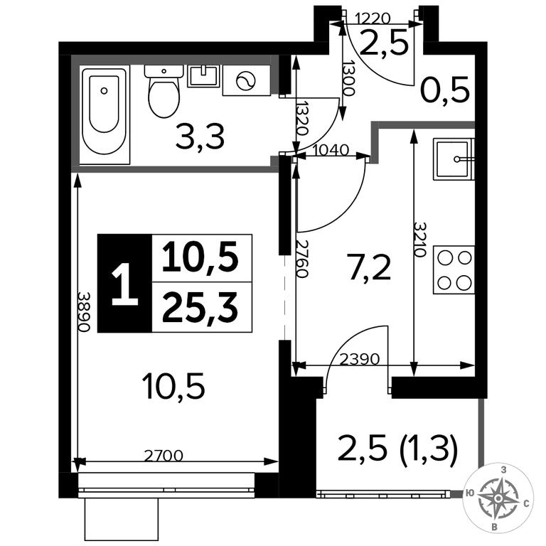 Apartment Sale, 25.2 sq. m. at Pervyi Lermontovskiy, zhiloy kompleks 1-y Lermontovskiy, Lyubertsy, Moscow Region, Russia #2