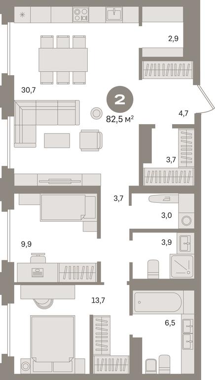 2-BD Apartment Sale, 82.5 sq. m. at Kvartal «MONS», Ogorodny Drive, Moscow, Russia #1 2-BD Apartment Sale, 82.5 sq. m. at Kvartal «MONS», Ogorodny Drive, Moscow, Russia #1
