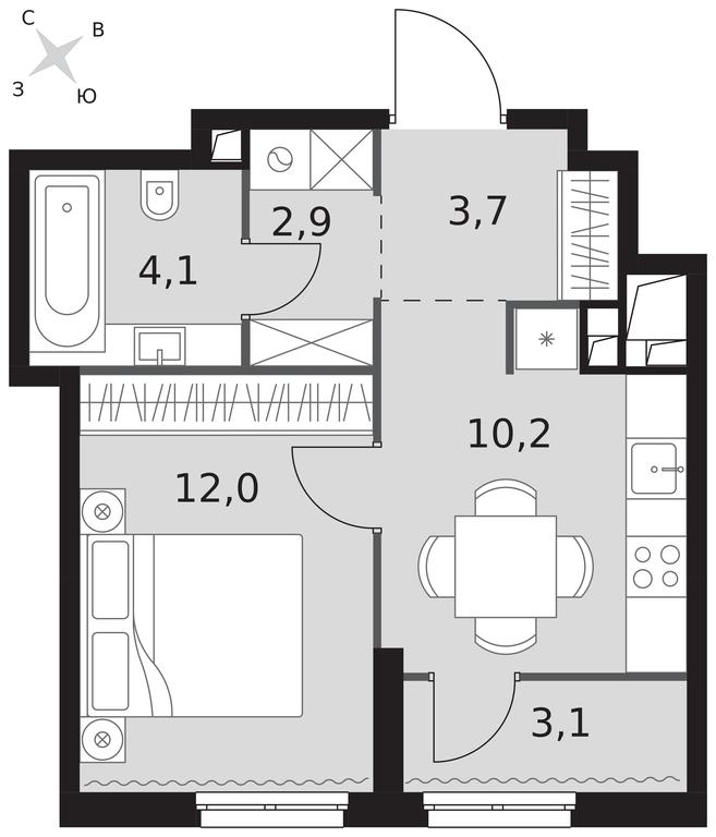 1-BD Apartment Sale, 36平方米 at Sydney City, Shenogina Street, 2, Moscow, Russia #1