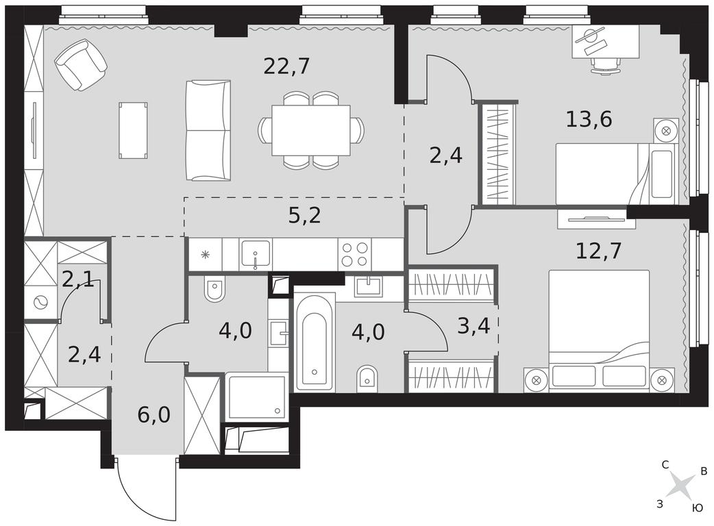 3-BD Apartment Sale, 78.5 sq. m. at Sydney City, Shenogina Street, 2, Moscow, Russia #1