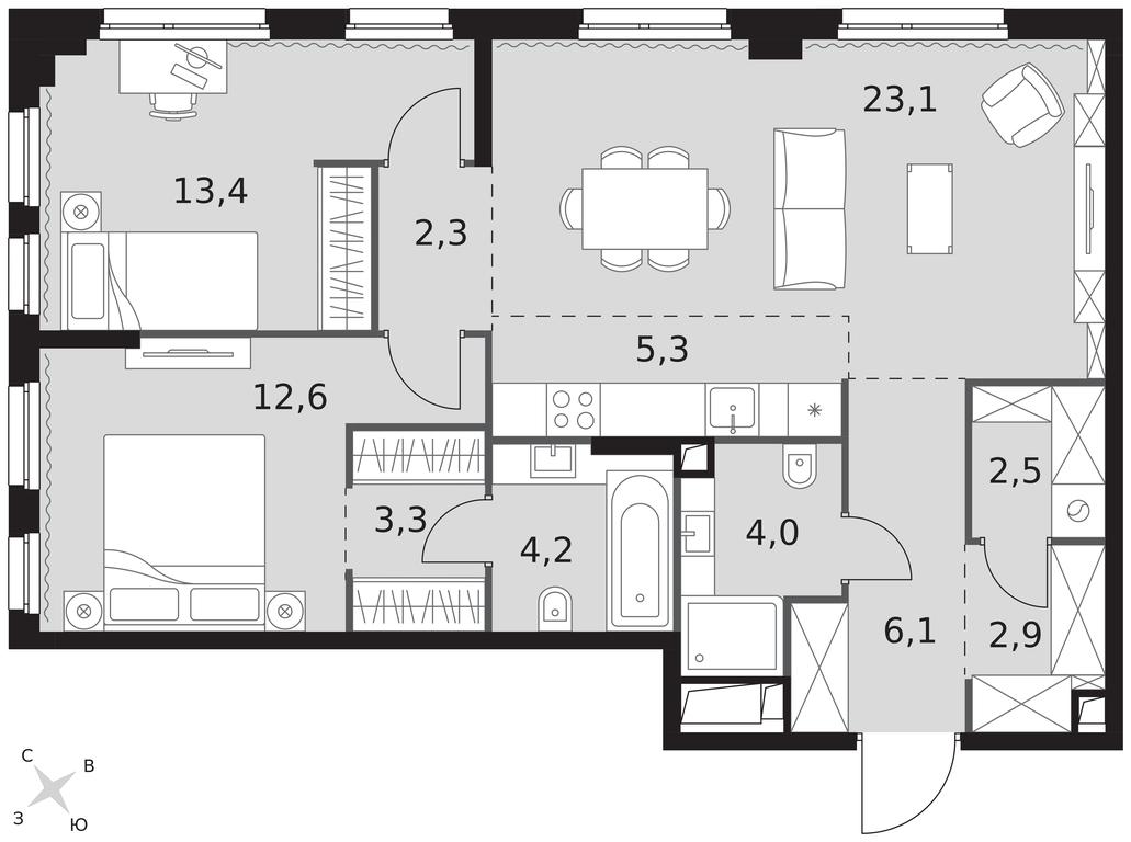 3-BD Apartment Sale, 79.7平方米 at Sydney City, Shenogina Street, 2, Moscow, Russia #1