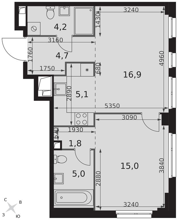 2-BD Apartment Sale, 52.7 sq. m. at Sydney City, Shenogina Street, 2, Moscow, Russia #2