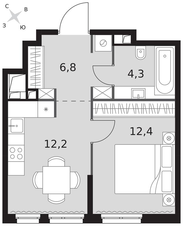 1-BD Apartment Sale, 35.7平方米 at Sydney City, Shenogina Street, 2, Moscow, Russia #1