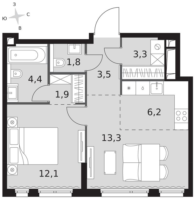 2-BD Apartment Sale, 46.5 sq. m. at Sydney City, Shenogina Street, 2, Moscow, Russia #1 2-BD Apartment Sale, 46.5 sq. m. at Sydney City, Shenogina Street, 2, Moscow, Russia #1