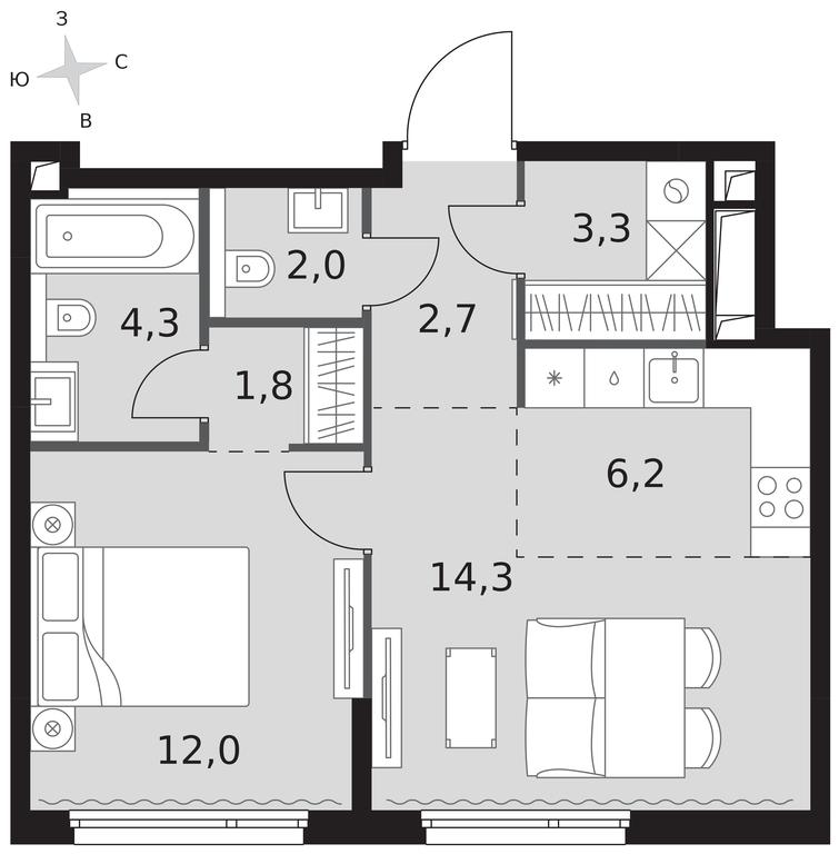 2-BD Apartment Sale, 46.6平方米 at Sydney City, Shenogina Street, 2, Moscow, Russia #1 2-BD Apartment Sale, 46.6平方米 at Sydney City, Shenogina Street, 2, Moscow, Russia #1