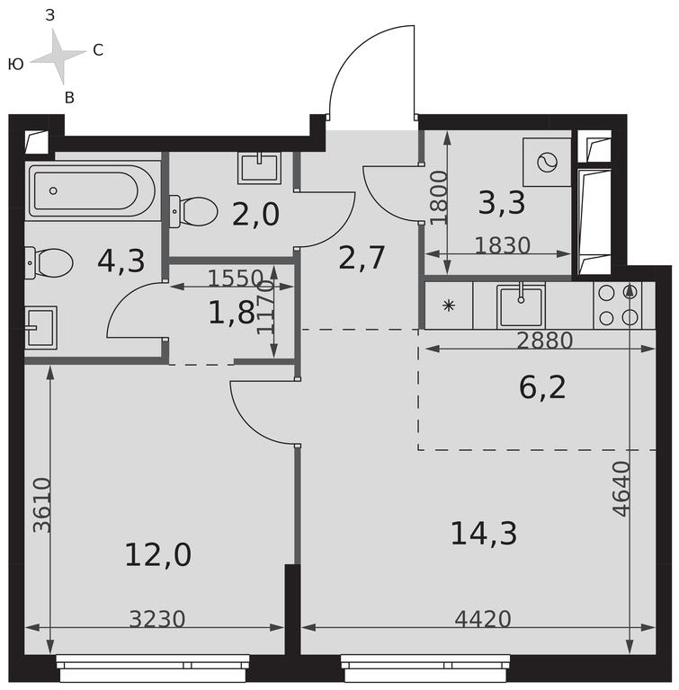 2-BD Apartment Sale, 46.6平方米 at Sydney City, Shenogina Street, 2, Moscow, Russia #2 2-BD Apartment Sale, 46.6平方米 at Sydney City, Shenogina Street, 2, Moscow, Russia #2
