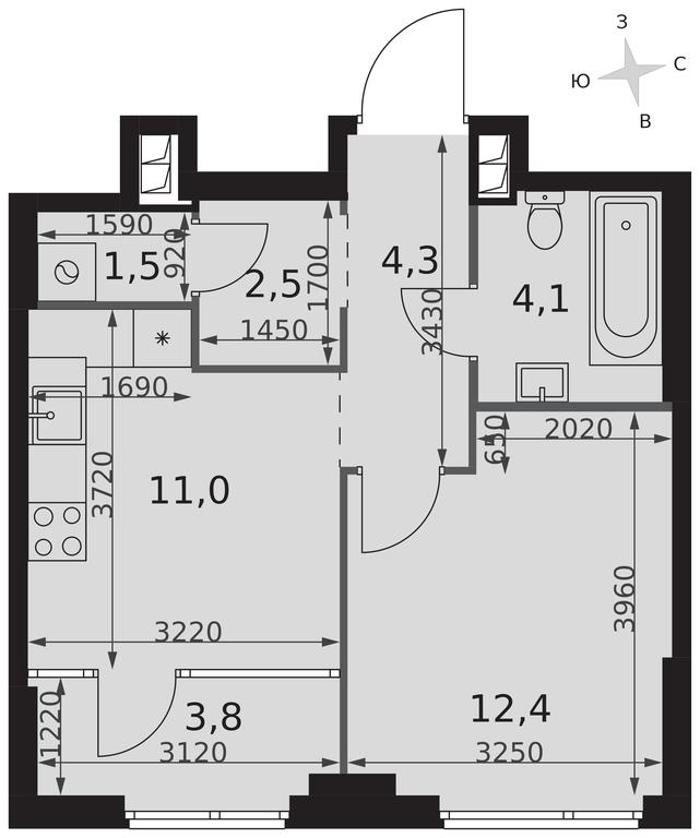 1-BD Apartment Sale, 39.6平方米 at Sydney City, Shenogina Street, 2, Moscow, Russia #2 1-BD Apartment Sale, 39.6平方米 at Sydney City, Shenogina Street, 2, Moscow, Russia #2