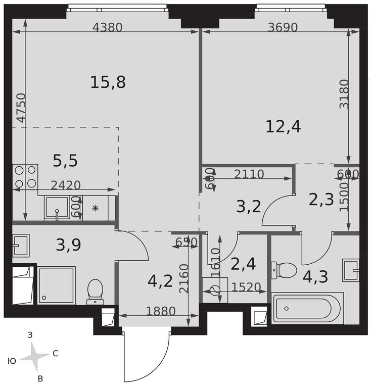 2-BD Apartment Sale, 54 sq. m. at Sydney City, Shenogina Street, 2, Moscow, Russia #2 2-BD Apartment Sale, 54 sq. m. at Sydney City, Shenogina Street, 2, Moscow, Russia #2