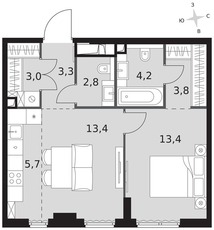 2-BD Apartment Sale, 49.6平方米 at Sydney City, Shenogina Street, 2, Moscow, Russia #1 2-BD Apartment Sale, 49.6平方米 at Sydney City, Shenogina Street, 2, Moscow, Russia #1