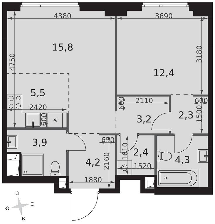2-BD Apartment Sale, 54 sq. m. at Sydney City, Shenogina Street, 2, Moscow, Russia #2 2-BD Apartment Sale, 54 sq. m. at Sydney City, Shenogina Street, 2, Moscow, Russia #2