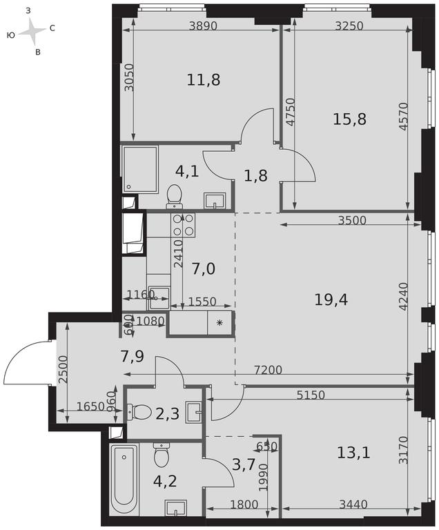 4-BD Apartment Sale, 91.1平方米 at Sydney City, Shenogina Street, 2, Moscow, Russia #2