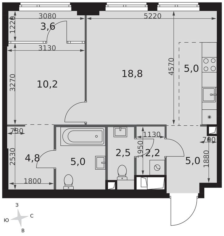 2-BD Apartment Sale, 57.1平方米 at Sydney City, Shenogina Street, 2, Moscow, Russia #2 2-BD Apartment Sale, 57.1平方米 at Sydney City, Shenogina Street, 2, Moscow, Russia #2