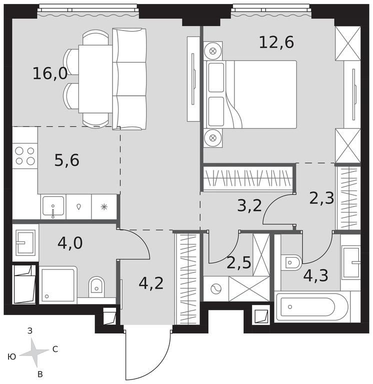 2-BD Apartment Sale, 54.7平方米 at Sydney City, Shenogina Street, 2, Moscow, Russia #1 2-BD Apartment Sale, 54.7平方米 at Sydney City, Shenogina Street, 2, Moscow, Russia #1