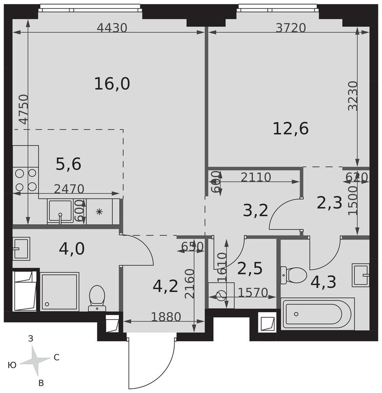 2-BD Apartment Sale, 54.7平方米 at Sydney City, Shenogina Street, 2, Moscow, Russia #2 2-BD Apartment Sale, 54.7平方米 at Sydney City, Shenogina Street, 2, Moscow, Russia #2