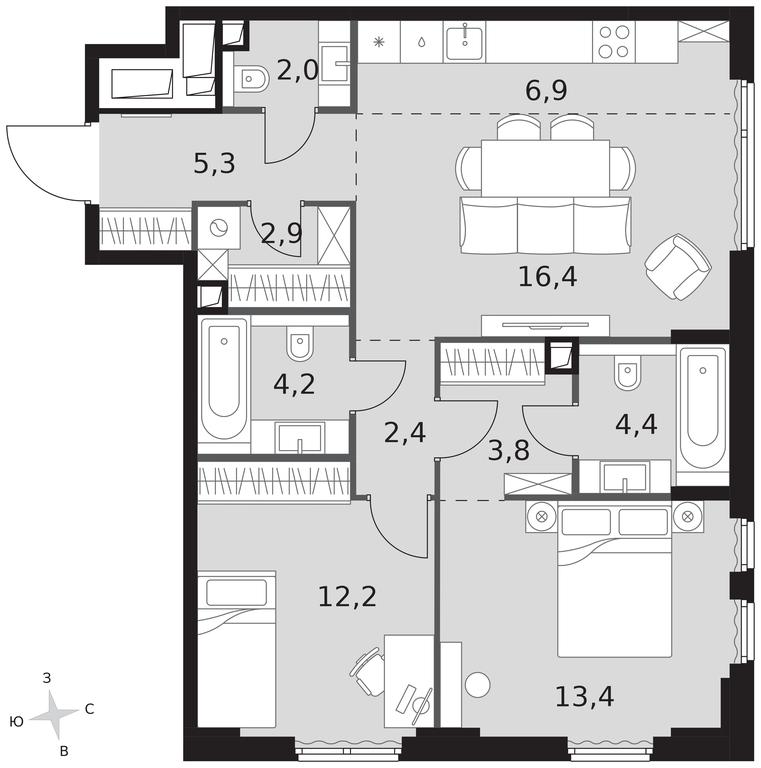 3-BD Apartment Sale, 73.9平方米 at Sydney City, Shenogina Street, 2, Moscow, Russia #1 3-BD Apartment Sale, 73.9平方米 at Sydney City, Shenogina Street, 2, Moscow, Russia #1