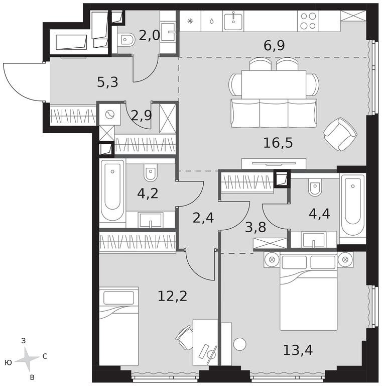 3-BD Apartment Sale, 74平方米 at Sydney City, Shenogina Street, 2, Moscow, Russia #1 3-BD Apartment Sale, 74平方米 at Sydney City, Shenogina Street, 2, Moscow, Russia #1