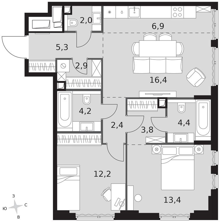 3-BD Apartment Sale, 73.9平方米 at Sydney City, Shenogina Street, 2, Moscow, Russia #1 3-BD Apartment Sale, 73.9平方米 at Sydney City, Shenogina Street, 2, Moscow, Russia #1