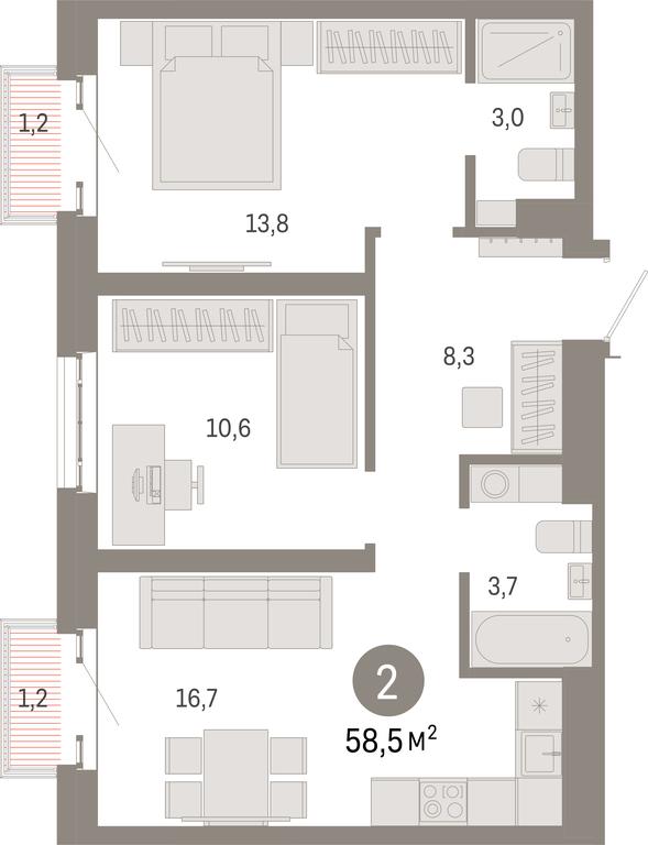 2-BD Apartment Sale, 58.5 sq. m. at Kvartal Metronom, Tagilskaya Street, Moscow, Russia #1 2-BD Apartment Sale, 58.5 sq. m. at Kvartal Metronom, Tagilskaya Street, Moscow, Russia #1