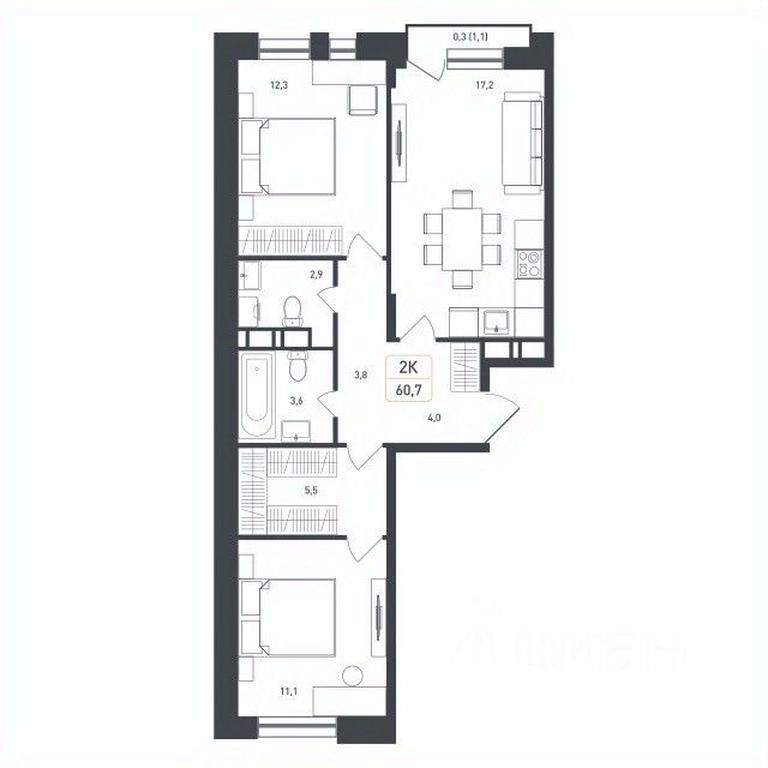 1-BD Apartment Sale, 60.7 sq. m. at Novaya Shcherbinka, Borisovka Village, Podolsk City District, Moscow Region, Russia #1 1-BD Apartment Sale, 60.7 sq. m. at Novaya Shcherbinka, Borisovka Village, Podolsk City District, Moscow Region, Russia #1