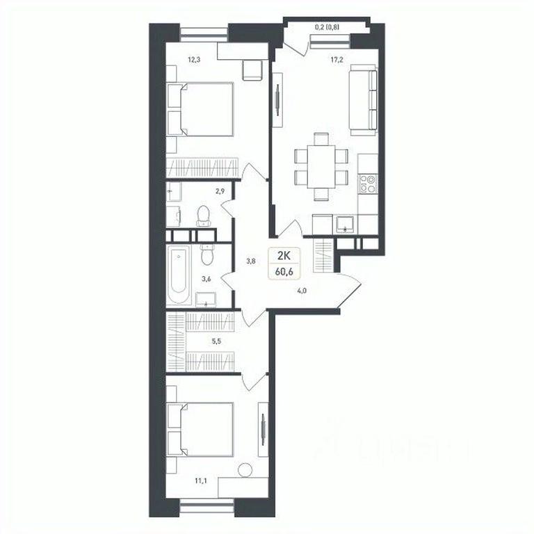1-BD Apartment Sale, 60.6平方米 at Novaya Shcherbinka, Borisovka Village, Podolsk City District, Moscow Region, Russia #1 1-BD Apartment Sale, 60.6平方米 at Novaya Shcherbinka, Borisovka Village, Podolsk City District, Moscow Region, Russia #1