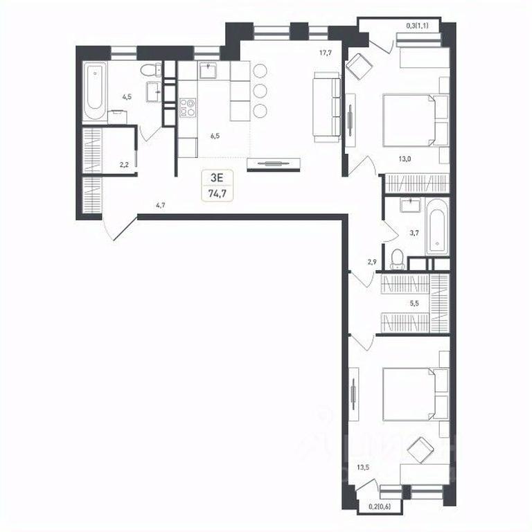 2-BD Apartment Sale, 74.7 sq. m. at Novaya Shcherbinka, Borisovka Village, Podolsk City District, Moscow Region, Russia #1 2-BD Apartment Sale, 74.7 sq. m. at Novaya Shcherbinka, Borisovka Village, Podolsk City District, Moscow Region, Russia #1