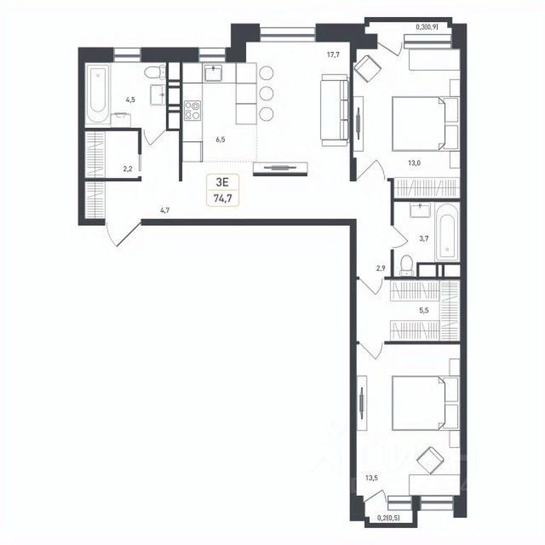 2-BD Apartment Sale, 74.7 sq. m. at Novaya Shcherbinka, Borisovka Village, Podolsk City District, Moscow Region, Russia #1 2-BD Apartment Sale, 74.7 sq. m. at Novaya Shcherbinka, Borisovka Village, Podolsk City District, Moscow Region, Russia #1
