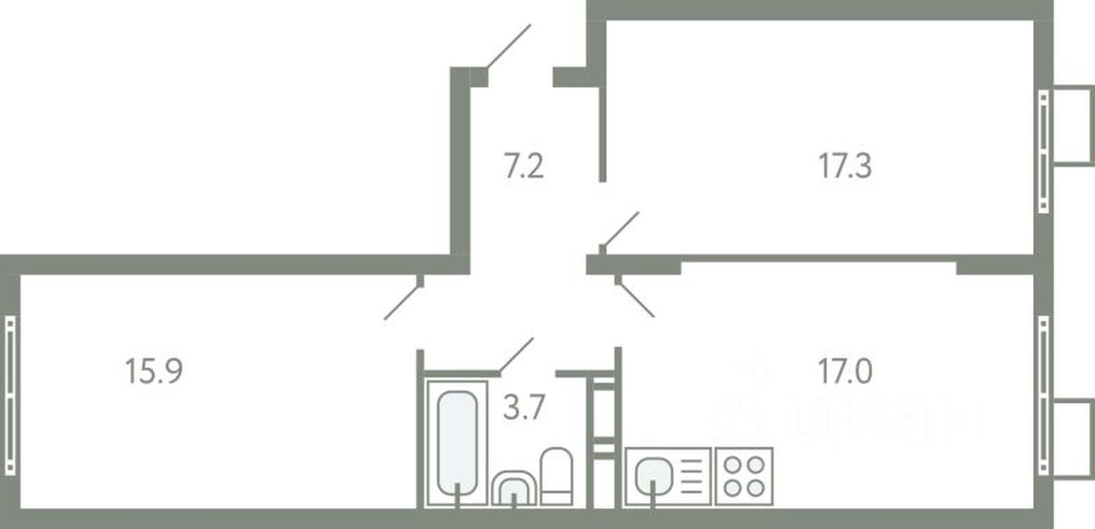 1-BD Apartment Sale, 59.7 sq. m. at Novo-Molokovo, Novo-Molokovskiy bulvar, selo Molokovo, Leninskiy City District, Moscow Region, Russia #1