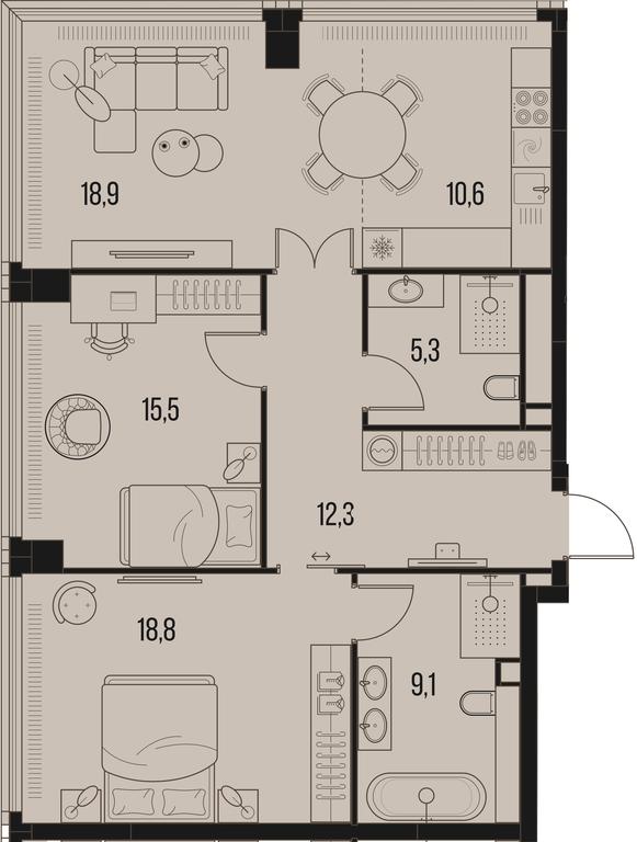2-BD Apartment Sale, 90.5平方米 at High Life, Letnikovskaya Street, 11/10с1, Moscow, Russia #1 2-BD Apartment Sale, 90.5平方米 at High Life, Letnikovskaya Street, 11/10с1, Moscow, Russia #1