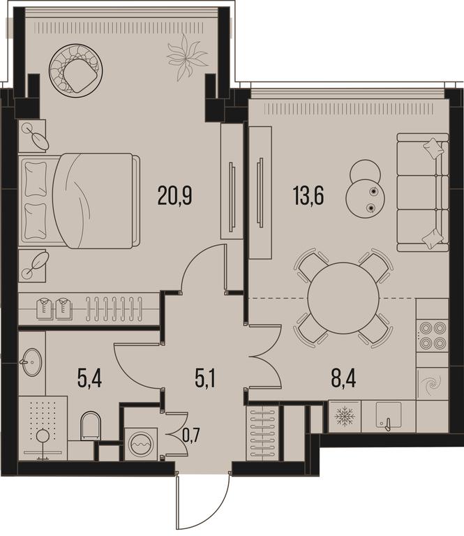 1-BD Apartment Sale, 54.1平方米 at High Life, Letnikovskaya Street, 11/10с1, Moscow, Russia #1