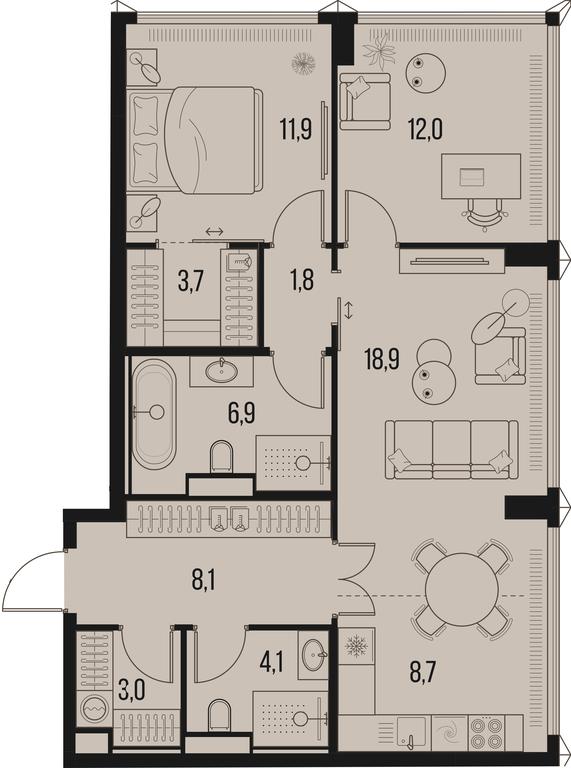 2-BD Apartment Sale, 79.1 sq. m. at High Life, Letnikovskaya Street, 11/10с1, Moscow, Russia #1 2-BD Apartment Sale, 79.1 sq. m. at High Life, Letnikovskaya Street, 11/10с1, Moscow, Russia #1