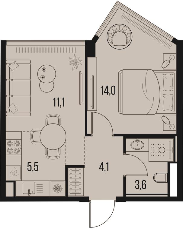 1-BD Apartment Sale, 38.3 sq. m. at High Life, Letnikovskaya Street, 11/10с1, Moscow, Russia #1
