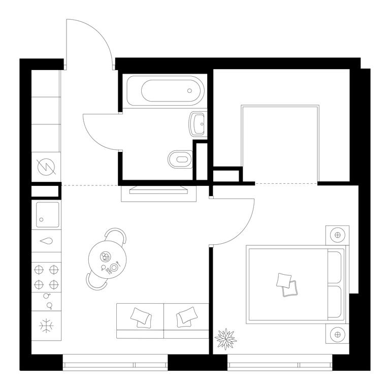 1-BD Apartment Sale, 34.9 sq. m. at Buninskaja naberezhnaja, ZhK Buninskaya Naberezhnaya, Moscow, Russia #1