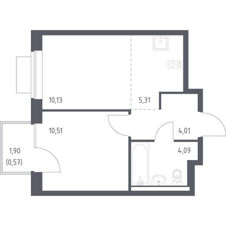 Apartment Sale, 34.62平方米 at Novoe Vidnoe, Kalinovka Village, Leninskiy City District, Moscow Region, Russia #1