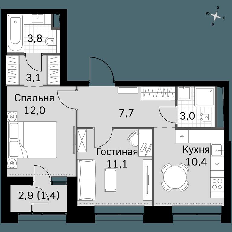 2-BD Apartment Sale, 52.5 sq. m. at Sky Garden, Stroitelny Drive, 9с6, Moscow, Russia #1 2-BD Apartment Sale, 52.5 sq. m. at Sky Garden, Stroitelny Drive, 9с6, Moscow, Russia #1