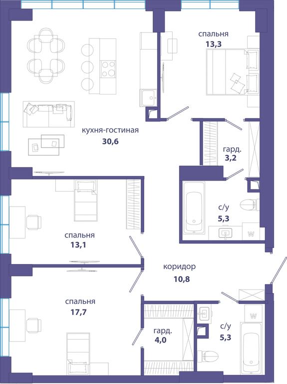 3-BD Apartment Sale, 103.3 sq. m. at Sobytie, Lobachevskogo Street, 124к3, Moscow, Russia #1 3-BD Apartment Sale, 103.3 sq. m. at Sobytie, Lobachevskogo Street, 124к3, Moscow, Russia #1