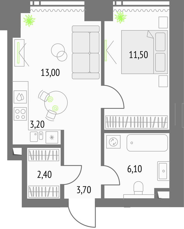 1-BD Apartment Sale, 40.4 sq. m. at Upside Towers, Ogorodny Drive, 4с1, Moscow, Russia #1