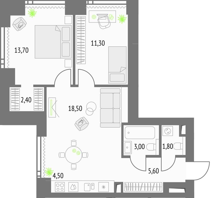 2-BD Apartment Sale, 62 sq. m. at Upside Towers, Ogorodny Drive, 4с1, Moscow, Russia #1 2-BD Apartment Sale, 62 sq. m. at Upside Towers, Ogorodny Drive, 4с1, Moscow, Russia #1