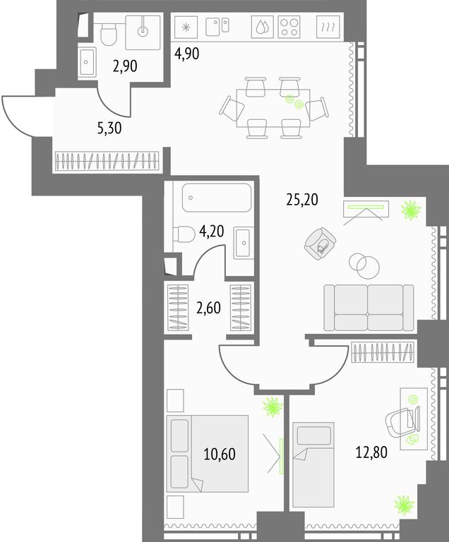 2-BD Apartment Sale, 69.8 sq. m. at Upside Towers, Ogorodny Drive, 4с1, Moscow, Russia #1 2-BD Apartment Sale, 69.8 sq. m. at Upside Towers, Ogorodny Drive, 4с1, Moscow, Russia #1