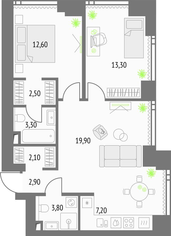 2-BD Apartment Sale, 68.8 sq. m. at Upside Towers, Ogorodny Drive, 4с1, Moscow, Russia #1 2-BD Apartment Sale, 68.8 sq. m. at Upside Towers, Ogorodny Drive, 4с1, Moscow, Russia #1