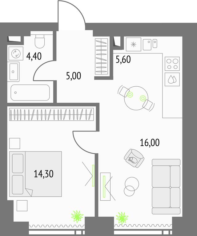 1-BD Apartment Sale, 45.9平方米 at Upside Towers, Ogorodny Drive, 4с1, Moscow, Russia #1 1-BD Apartment Sale, 45.9平方米 at Upside Towers, Ogorodny Drive, 4с1, Moscow, Russia #1