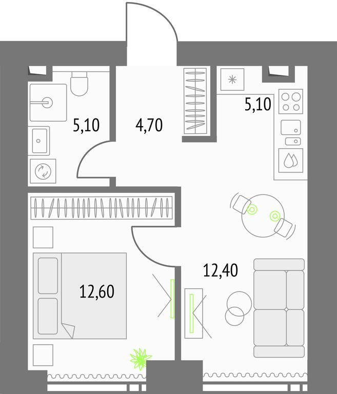1-BD Apartment Sale, 40.6平方米 at Upside Towers, Ogorodny Drive, 4с1, Moscow, Russia #1 1-BD Apartment Sale, 40.6平方米 at Upside Towers, Ogorodny Drive, 4с1, Moscow, Russia #1