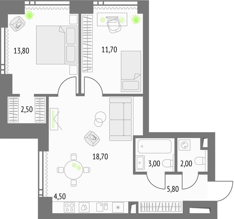 2-BD Apartment Sale, 63.7 sq. m. at Upside Towers, Ogorodny Drive, 4с1, Moscow, Russia #1 2-BD Apartment Sale, 63.7 sq. m. at Upside Towers, Ogorodny Drive, 4с1, Moscow, Russia #1